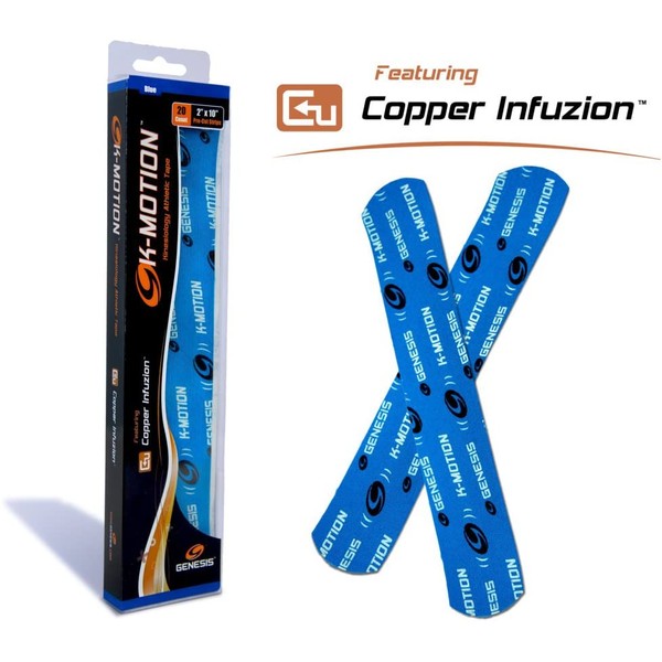 Genesis K-Motion Tape with Copper Infuzion- Blue Pre-Cut Pack