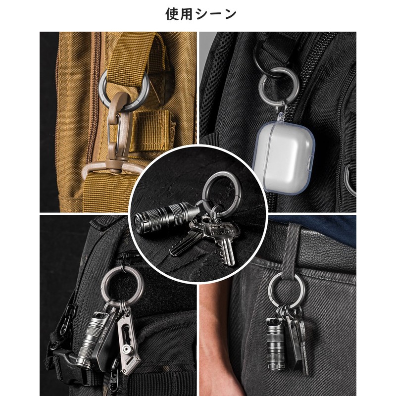 TIMULTI Round Shape Carabiner Key Holder, Stylish, Titanium, Lightweight, Small,
