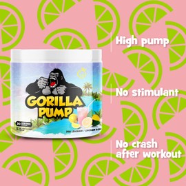 Yummy Sports Gorilla Pump Pre Workout Powder - Non Stim Pre Workout Supplement for Energy Boost for Energy, Boost, Focus, and Pump - Sports Nutrition Pre-Workout Powder for Men & Woman - 255g, 30 Servings - Pink Limonade