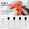 HAUTMEC 4-in-1 Rivet Gun,8" One-Handed Riveter with 4 Tool-Free Interchangeable