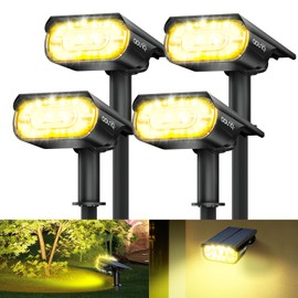 AOUNQ 4 Pack Solar Spot Lights Outdoor 1000 Lumens, 64 LEDs IP67 Waterproof Landscape Lighting with 4 Modes - 2-in-1 Solar Spotlight & Pathway Light for Garden, Yard, Patio Decor, Warm White