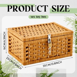 Cinnvoice Discreet Lockable Adult Toy bag Storage Organizer Case for Women and Men, Adult Game Toy Wicker Baskets with Lid and Lock, 13.8 x 9.8 x 6.3 Inch Storage Box for Toys Container(Brown)