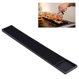 Narrow Dish Drying Mat, 60 x 8 cm, Sink Slim, Bar Mat, Rubber, Non-Slip, Rubber Mat, Kitchen, Slim Durability, Drip Mat Sink Black for Cafés, Bars, Kitchen, Drying by Drainage