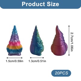 20PCS Mini Gnome Ornaments – Colourful 3D Printed Toys for Home Decor, Fairy Garden Accessories, Garden Gnomes Outdoor Funny Decorations, Creative Displays(Random Colours)