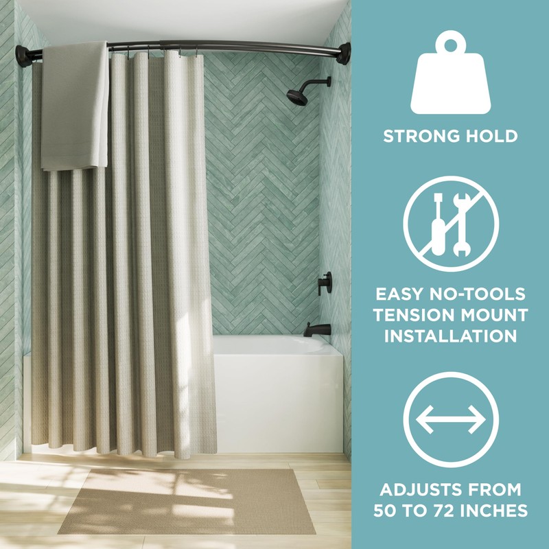 Zenna Home Rustproof Double Curved Shower Curtain Rod, No Drill