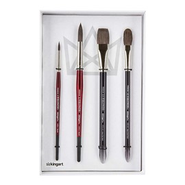 KingArt 1060C Premium Equinox, Paint Set Black Kazan Synthetic Squirrel Watercolor Brushes, Set of 3, 3 Piece