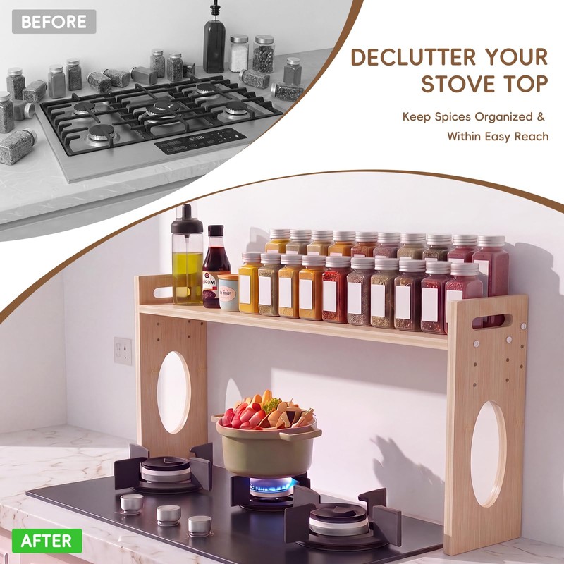 Woodever Bamboo Over the Stove Spice Shelf, 31.5" over the