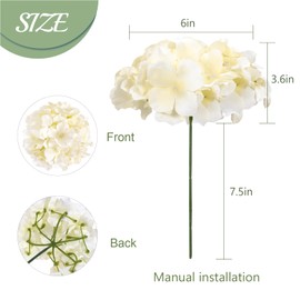 Auihiay 104 PCS Silk Hydrangea Artificial Flowers, Artificial Hydrangea Flowers with Stems, Fake Hydrangea Flowers For Decoration, Wedding Centerpieces, Arch, Background Decoration, Garden (Champagne)