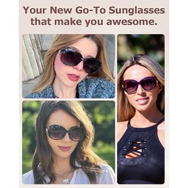 LVIOE Polarised Sunglasses for Women Oversized Jackie O Style with UV Protection