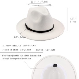 DRESHOW Women Classic Felt Fedora Wide Brim Floppy with Belt Buckle Panama Hat