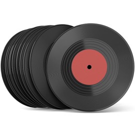 Facmogu 12PCS 7 Inch Fake Blank Vinyl Records, Vintage Vinyl Decorative Records for Wall Art Aesthetic, Plastic Plain Records for Home, Cafe Decor, Fake Blank Records Custom for Wedding, Music Party