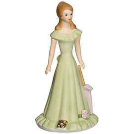 Enesco Growing Up Girls “Brunette Age 15” Porcelain Figurine, 7” Green
