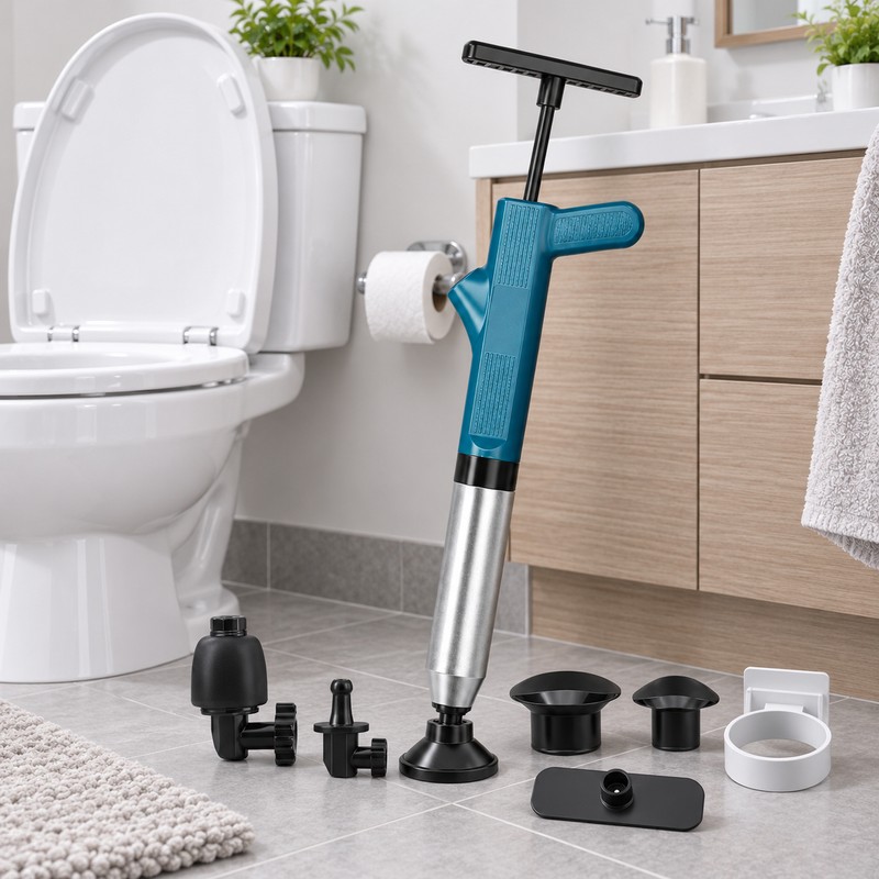 Pneumatic Drain Blaster for Clogged Toilets & Sinks – Stainless