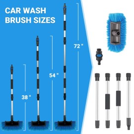FUVLFAL 72 Car Wash Brush with Long Handle On/Off Switch for Car RV Truck Boat Wash