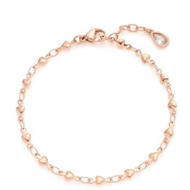 Leonardo Ciao Nana Bracelet Stainless Steel with Hearts Rose Gold 17.5-20 cm Anchor Chain Women's Jewellery Valentine's Day Love 022965, Stainless Steel, No Gemstone