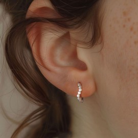 Silver Hoop Earrings Cubic Zirconia Hoops Earrings for Women, Lightweight Wave Dainty Silver Earrings Jewellery Gifts for Girls