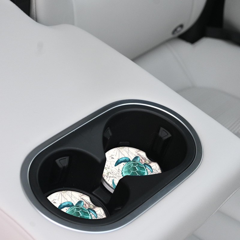 2 Pack Sea Turtles Pattern Absorbent Car Coasters for Cup