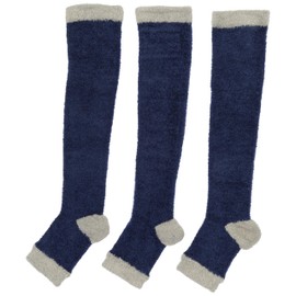 Chakuatsugi Women's Compression High Socks, Fluffy Compression HS, 3 side switching navy blue