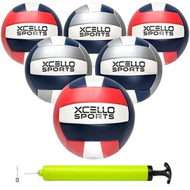 Xcello Sports Volleyball Assorted Graphics with Pump Navy/Silver, Navy/Red (Pack of 2)