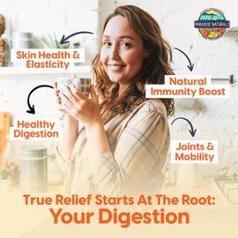 Paradise Naturals 100% Grass-Fed Natural Beef Bone Broth Powder + Active Probiotics, Collagen, 15g Protein, Non-GMO, Low Sodium, Gut Health, Paleo, Keto, Gluten-Free, for Healthy Skin, Hair, Joints