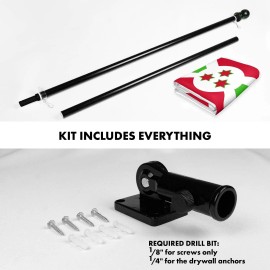 UD_G128 Combo Pack: 6 Ft Tangle Free Aluminum Spinning Flagpole (Black) & Burundi Umurundi Flag 3x5 Ft, LiteWeave Pro Series Pri
