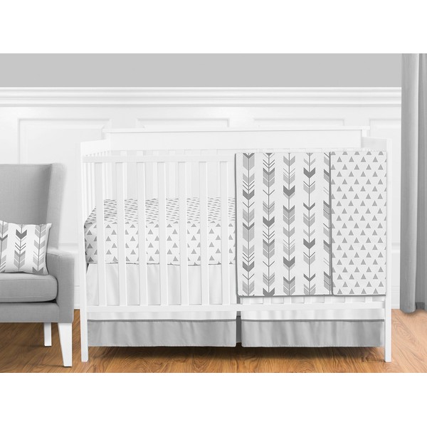 Grey and White Woodland Arrow Boy, Girl, Unisex Baby Crib Bedding Set by Sweet Jojo Designs - 4 Pieces