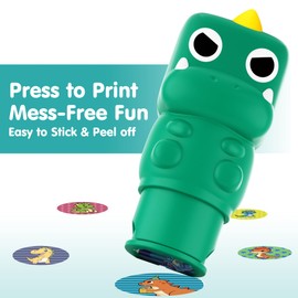 iPlay, iLearn Kid Dinosaur Sticker Stamp Activity Set - 400+ Stickers 18-Page Activity Book, Toddler Creative Mess-Free Art Craft Educational Travel Toy Birthday Stocking Gift 3 4 5 6 Yr Old Girl Boy