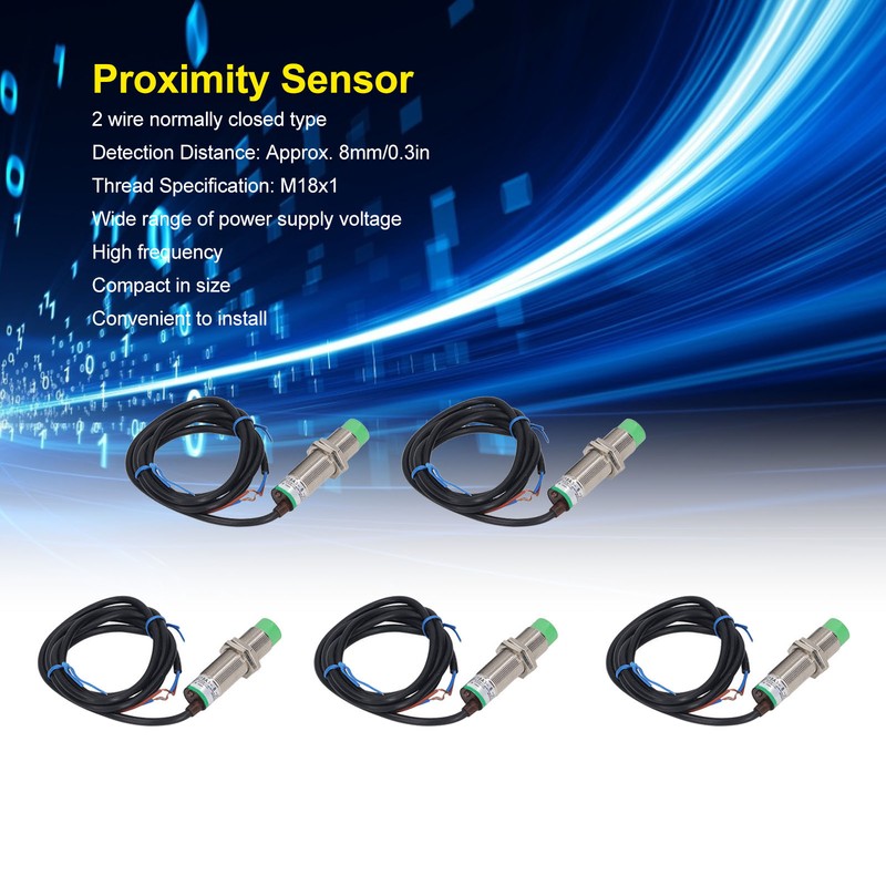 5 Pcs Proximity Sensor 8mm Detecting Distance 2 Wire Normally