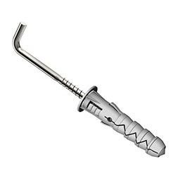 Keple L Shaped Hook Screws with M10 Wall Plugs and 5.5x65mm Right Angle Screws Self Tapping 90 Degre Bend Screws and Nylon Rawl Fixings, Universal Expansion Plugs & Square Hooks (Pack of 10)