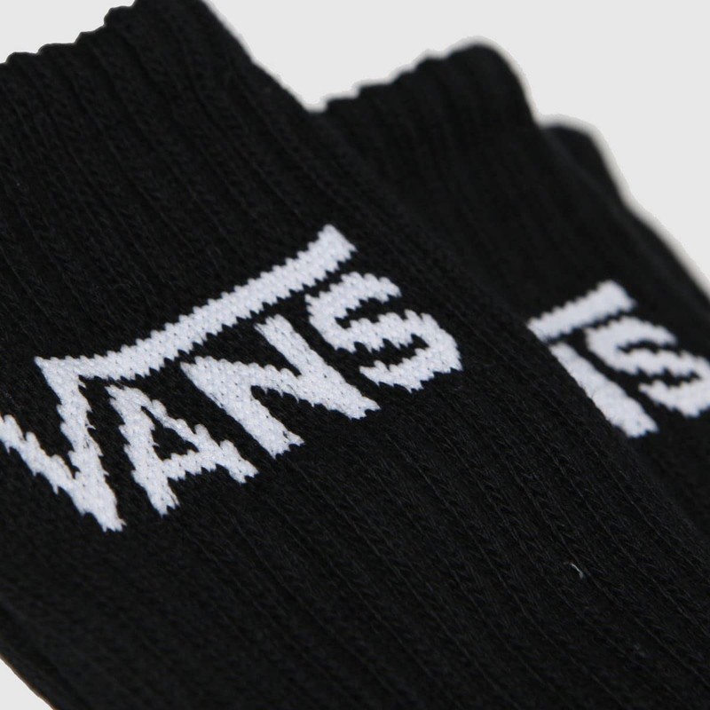 Vans, Classic Crew Socks. 3 Pair Pack - Black, Large