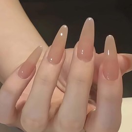 Long Stiletto Press on Nails Almond Fake Nails Glossy Solid Color Acrylic Nails Full Cover Glue on Nails Ballerina Gel Nail Strips Reusable Artificial Stick on Nails for Women Girls 30 Pcs