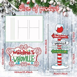 Ginch Christmas Decorations,Whoville Welcome To Whovilve Yard Signs Stakes,Christmas Lawn Garden Pathway Decorations for Home Decor Outdoor Christmas Party Supplies