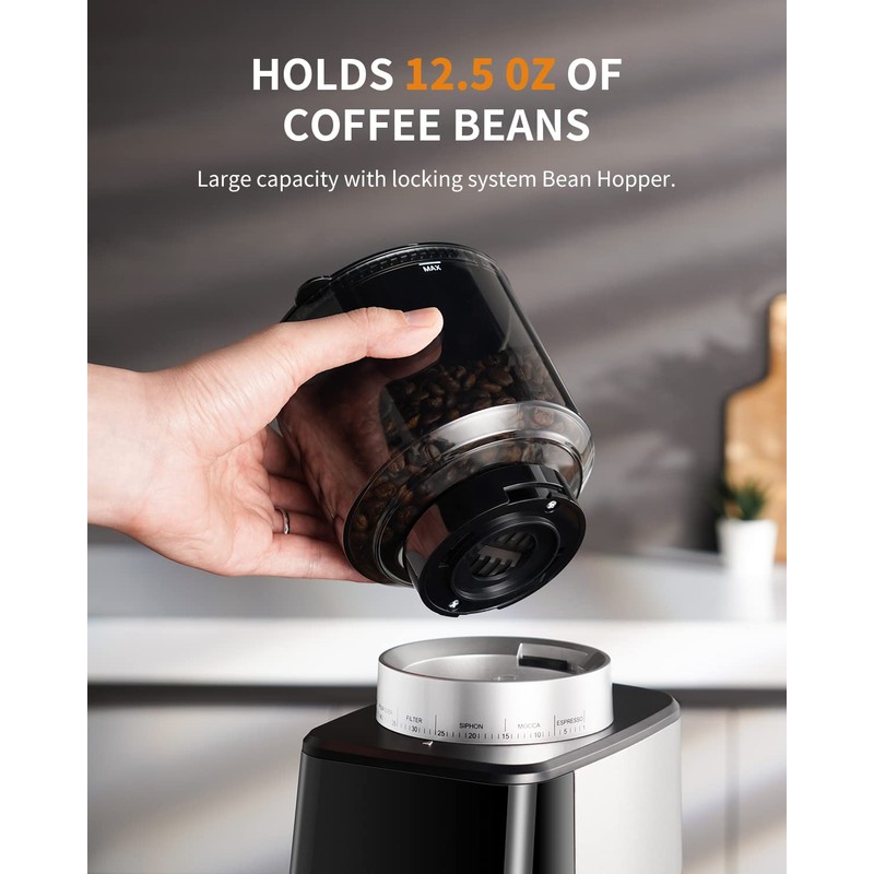 SHARDOR Conical Burr Espresso Coffee Grinder Electric with Precision Timer