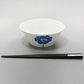 Hama Pottery 385704 Hasami Pottery Wayama Kiln Flower Angled Bowl Plate, Approx. 5.1 inches (13 cm), Single Flower Pattern