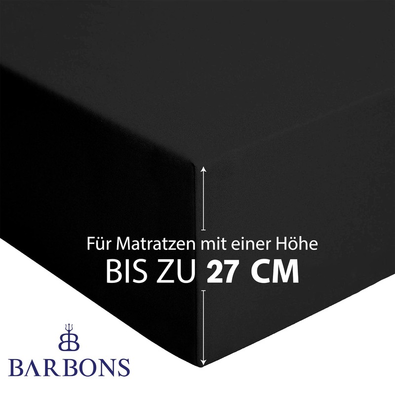 BARBONS Fitted Sheet 90 x 200 cm, 100% Cotton Fitted