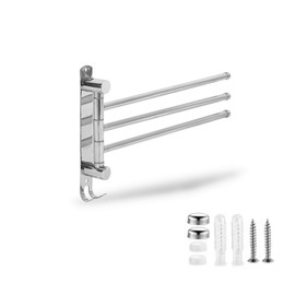 Regipro b Swing Arm Towel Hanger SUS304 Stainless Steel Wall Mount with Screws Silver (3 Types)