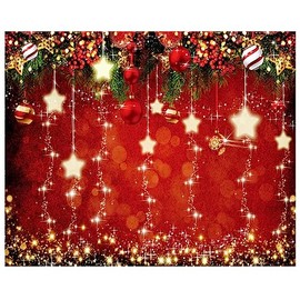 DHXXSC 10X8FT Red Christmas Backdrop Sparkling Stars Photography Christmas Backdrops Twinkling Stars Children Pictures Christmas Backdrop New Year Party Decoration Background DH-804