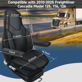 vokoroad Front Car Seat Cover for 2010-2025 Freightliner Cascadia 125 116 126, Luxury Faux PU Leather Anti-Slip Driver Seat Covers, Edge Wrapping Front Car Seat Cover for Freightliner Cascadia