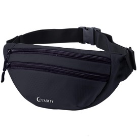 COTABATY - Bum Bag Belt Bag with Adjustable Waist Strap, Double Pockets Waist Bag for Men, Women, black, Large