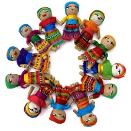 Mayan Arts Worry Dolls, 2 Inches, 6 Boys and 6 Girls, Handmade Multicolor Figurines, Best Friends, Cute Festive Friendship Favors, Guatemala, Fair Trade