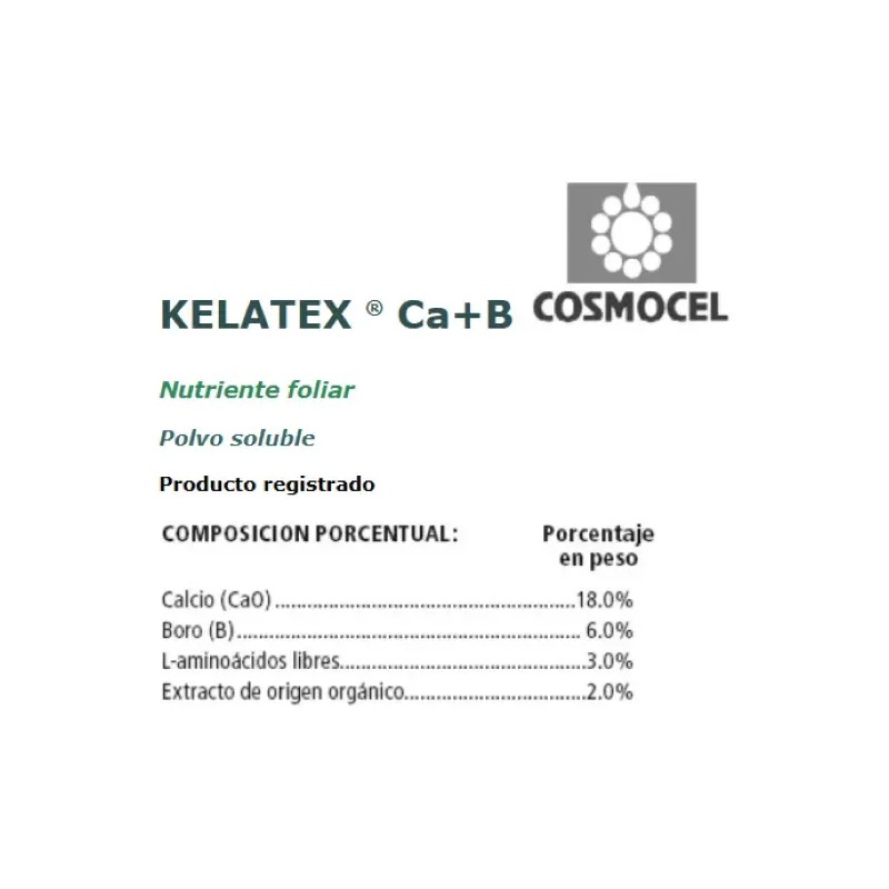 Kelatex Ca+b Fertilizante Calcio + Boro Cosmocel 1 Kg