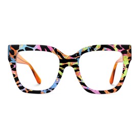Zeelool Square Blue Light Glasses for Women Trendy Thick Frame Fake Eyeglasses Stylish Multicolor Designer Full Eyewear Anti Eyestrain JGA813402-03B