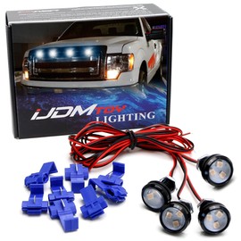 iJDMTOY 4pc Set Custom Retrofit Xenon White Front Grille Mesh Mount LED Lighting Kit Compatible with Trucks SUVs