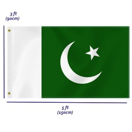 Large Pakistan Flag,3x5 FT Pakistani 75D Outdoor Banner,Pakistanis Decor for Garden Yard Car Truck with Brass Grommet