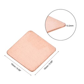 sourcing map Flat IC Chipset Thermal Copper Heatsink for CPU GPU 15 x 15 x 0.3mm 20pcs