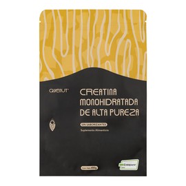 QUENUT | Creatina Monohidratada Creapure® de alta pureza 450g. 100% Solo 1 Ingrediente, Sin Azúcar, Sin Sabor, 90 porciones por Envase, 5g por porción, Incluye Scoop. Vegana, Safe Use.