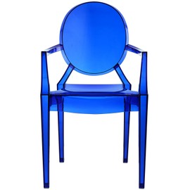 Modway EEI-121-BLU Casper Modern Acrylic Stacking Kitchen and Dining Room Arm Chair in Blue - Fully Assembled
