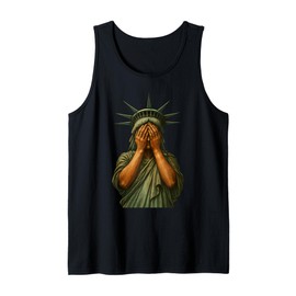 Statue of Liberty Face covering in shame political Satire Tank Top
