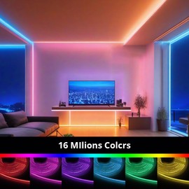 BENEXMART Matter WiFi COB LED Strip Lights, RGBCW Smart Light Strip for Alexa Google Home Siri, IP65 Waterproof, Color Changing, Cuttable, for Home DIY, Living Room, Bedroom (16.4ft)