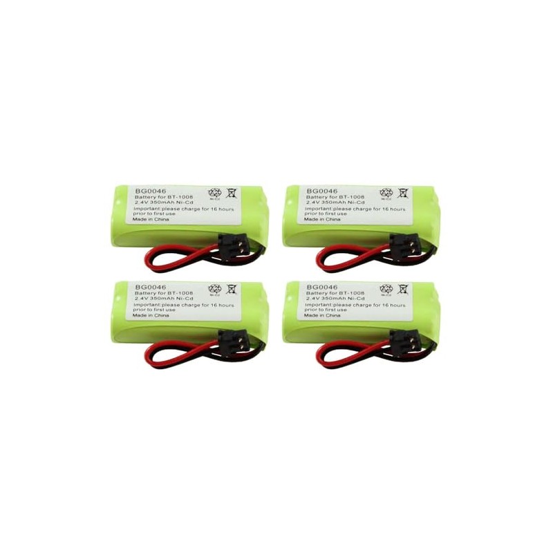 Fenzer 4-Pack Ni-CD Battery 2.4V for Uniden BT-1008, BT-1016 (350mAh)